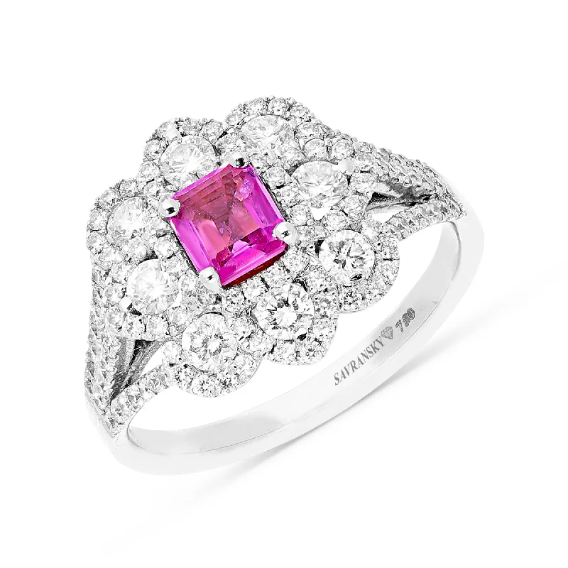 Ladies precious metal rings-Pink Sapphire Flower Shaped Ring - 1.6 Carat