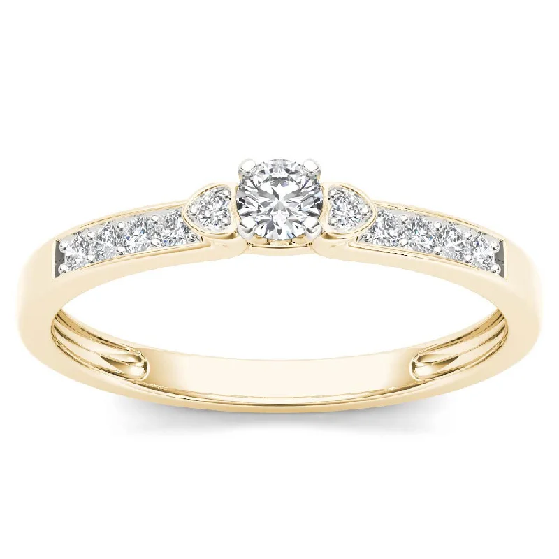 Diamond halo ladies engagement rings-De Couer 10k Yellow Gold 1/5ct TDW Diamond Classic Engagement Ring