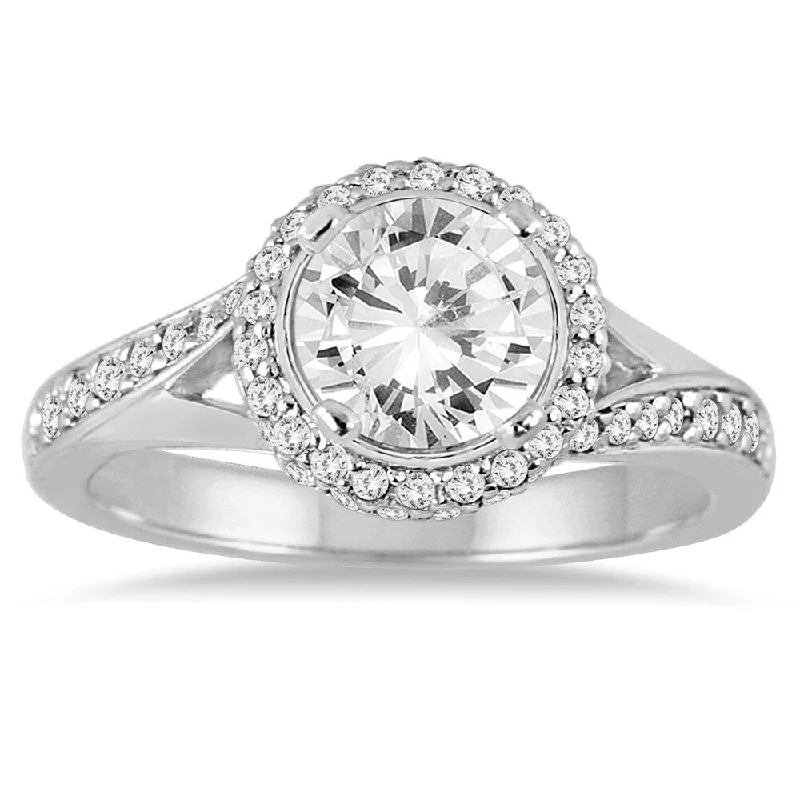 Affordable gemstone engagement rings for women-ASG Certified 1 1/2 Carat TW Diamond Engagement Ring in 14K White Gold (J-K Color, I2-I3 Clarity)