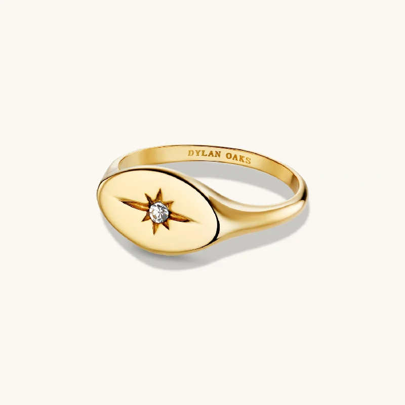 Ladies luxury rings-Eternity North Star Ring in Gold