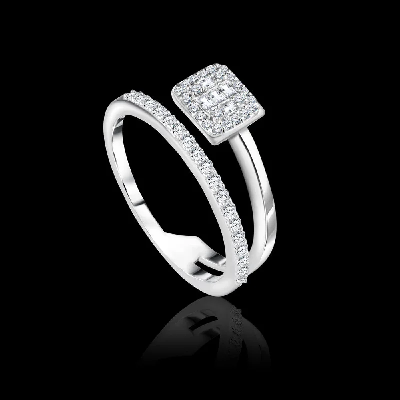 Ladies silver diamond rings-An everyday wrapped fancy ring that effortlessly adds a touch of elegance and charm to a daily style Moments Collection / IRK293D