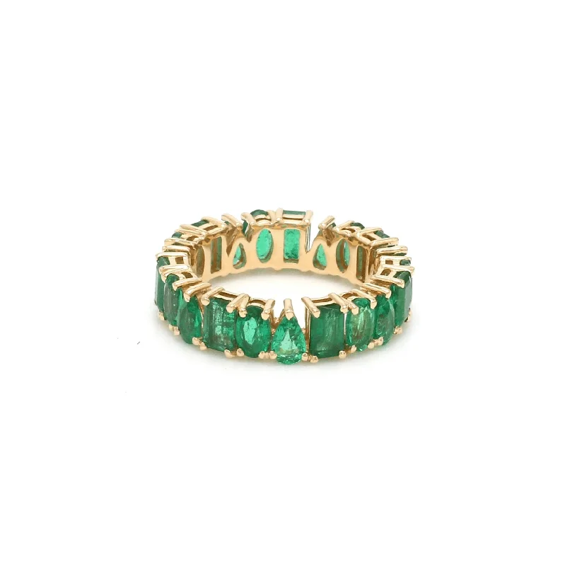 Ladies minimalist rings-14K or 18K Gold Emerald Multi-shape Eternity Band