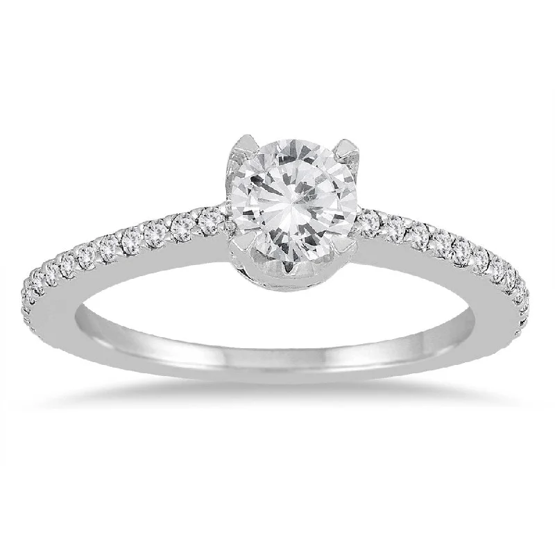 Fancy cut diamond ladies engagement rings-3/4 Carat Diamond Engagement Ring in 10K White Gold