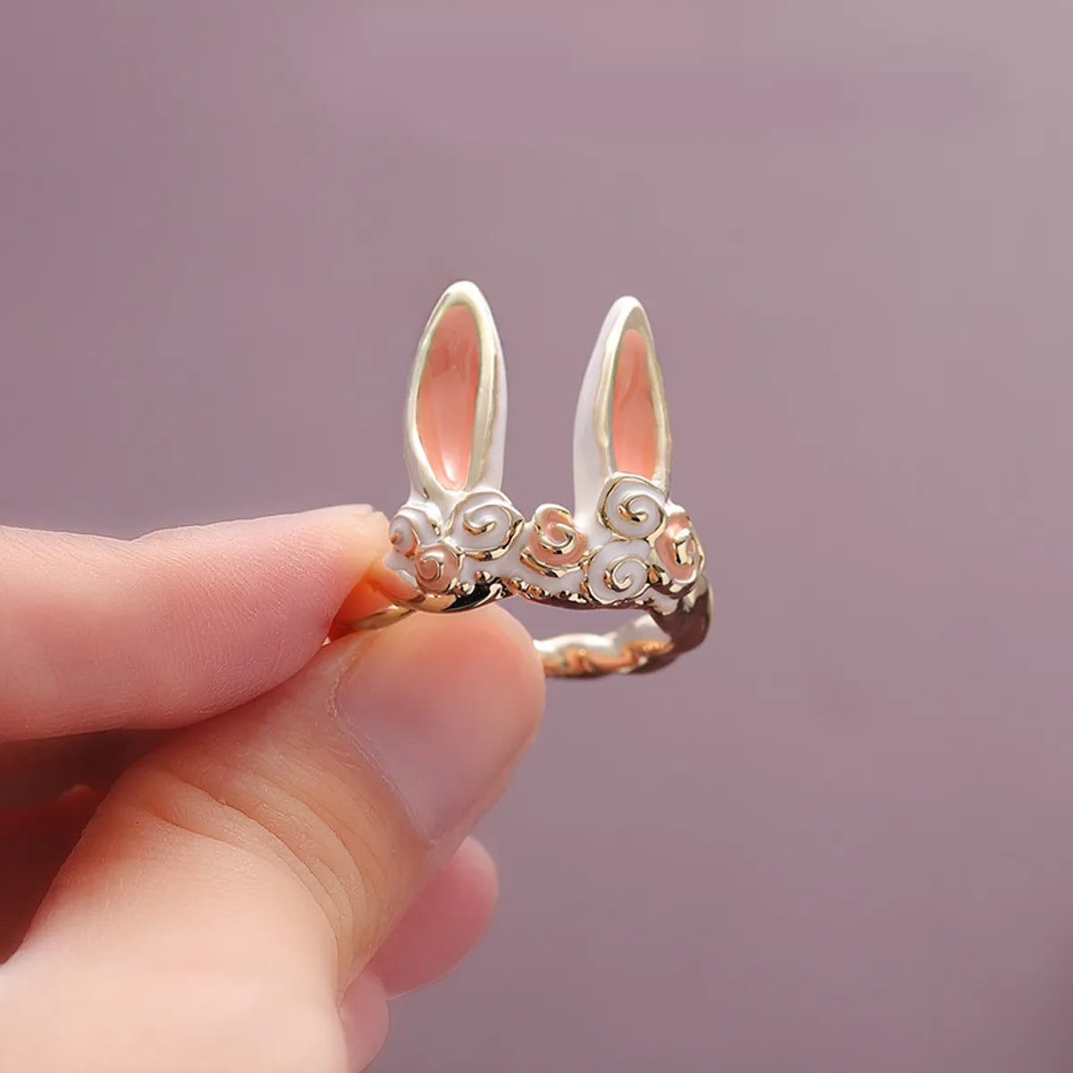 Ladies stacking rings-Cute Bunny Ears Metal Wholesale Open Rings