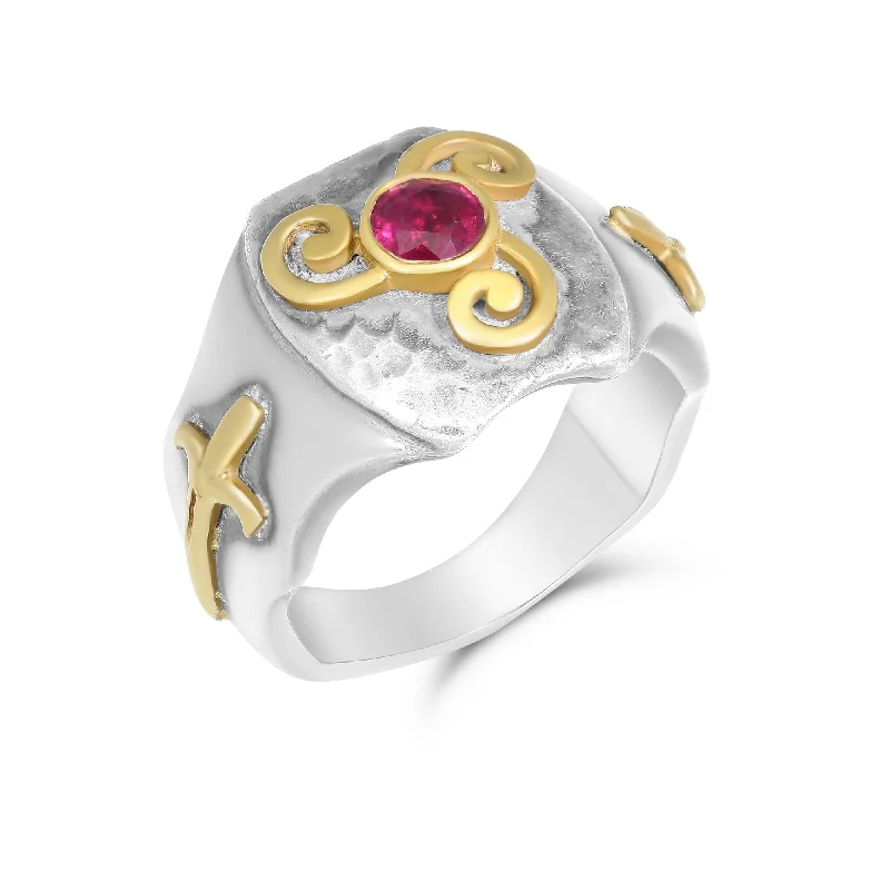 Ladies solitaire diamond rings-Ruby Knights Men's Signature Ring