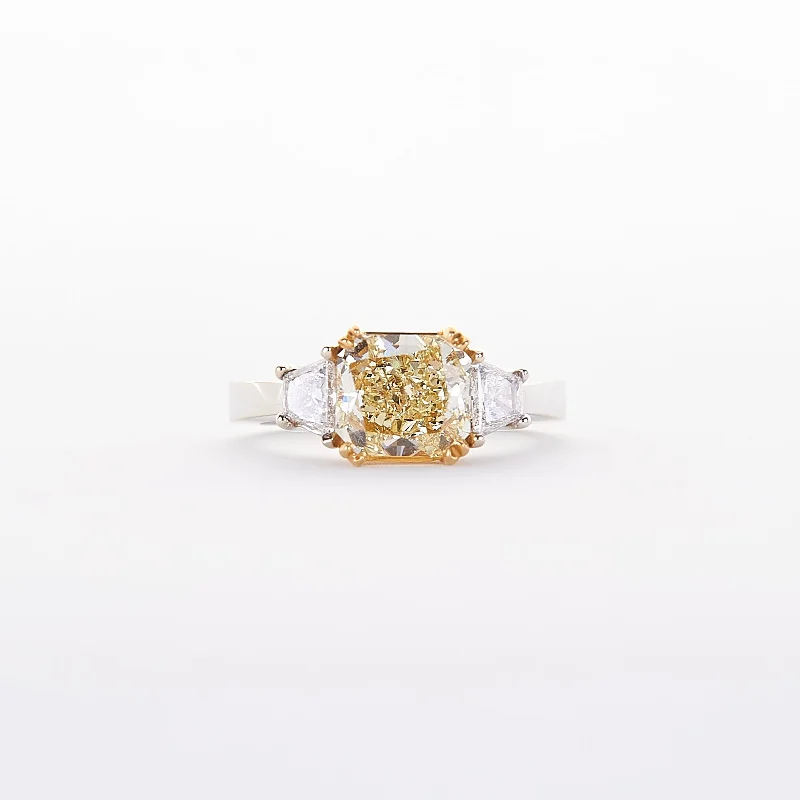 Ladies gold rings-The Vanessa - 18K White Gold and 22K Yellow Gold With Yellow Daimond Ring