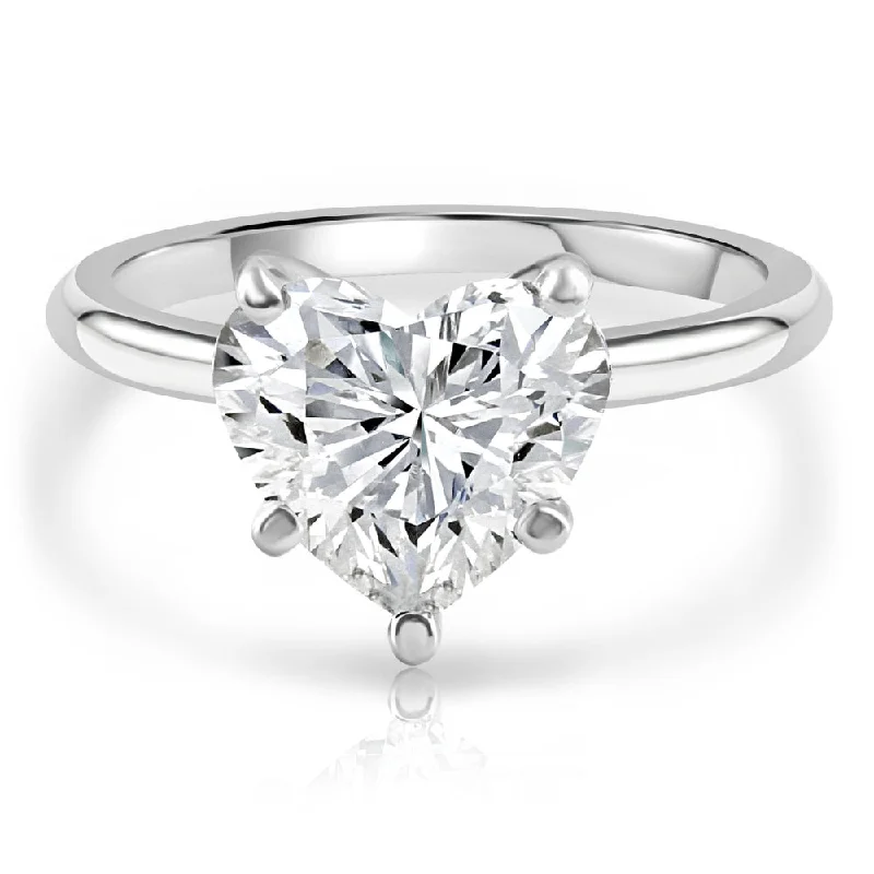 Unique designer ladies engagement rings-3.05Ct White Gold Certified Lab Grown Heart Cut Diamond Engagement Ring