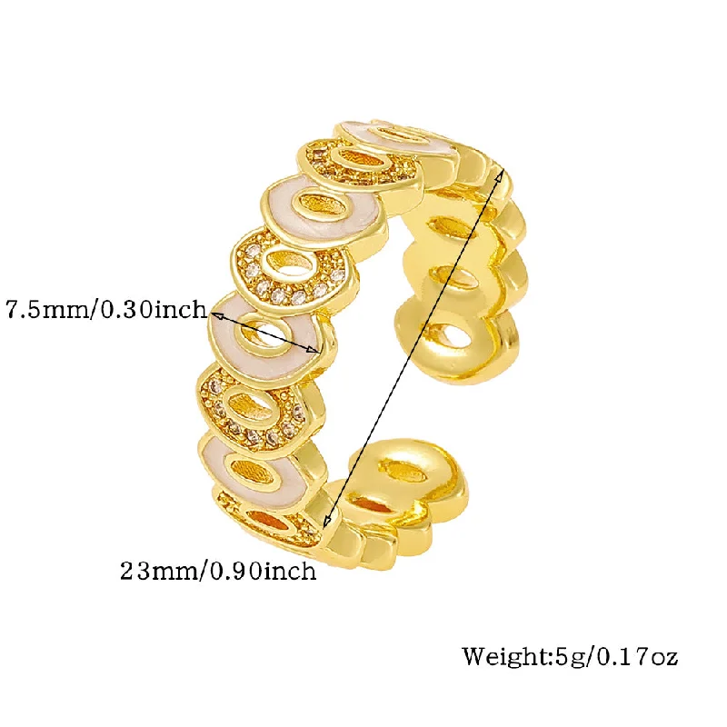 Ladies eternity diamond rings-Simple Style Solid Color Copper Plating Inlay Artificial Pearls Zircon Open Rings