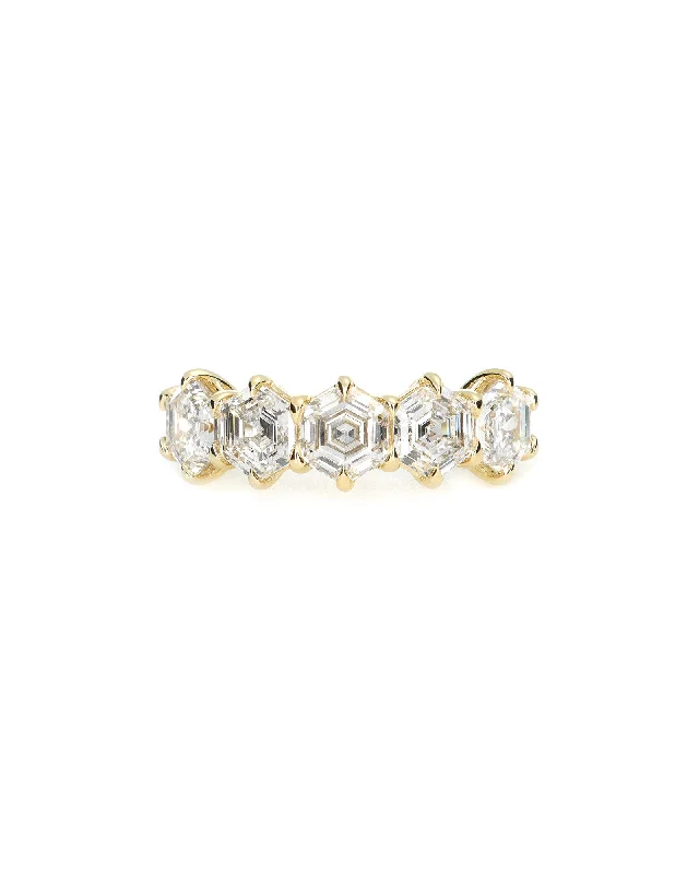 Ladies three-stone rings-5-Stone Hexagon Lab Diamond Ring