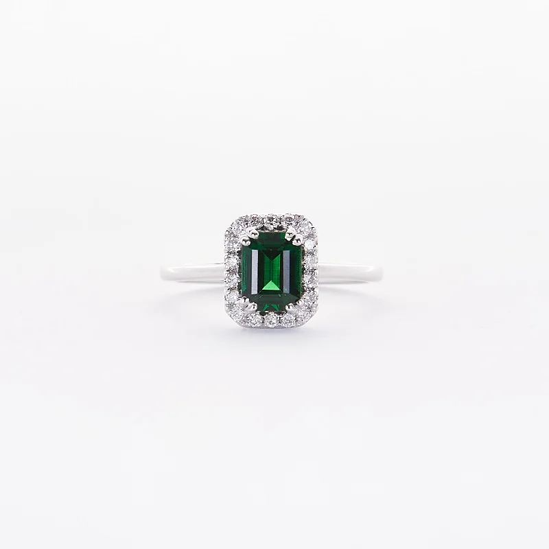 Ladies sapphire rings-The Demi - 18K White Gold Fine Emerald Ring