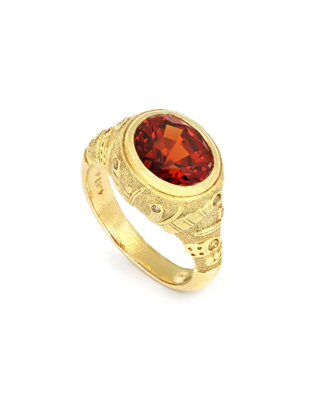 Ladies matching rings-Sea Grass Spessartite Garnet Ring