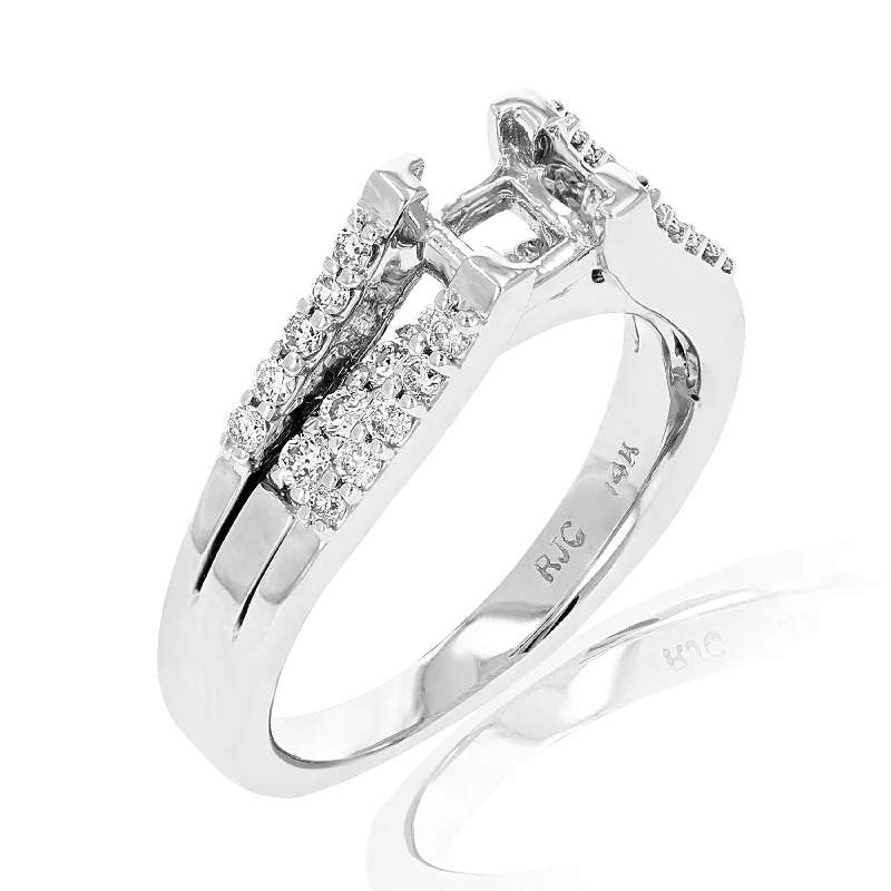 Vintage inspired ladies engagement rings-1/2 cttw Semi Mount Diamond Engagement Ring 14K White Gold Princess