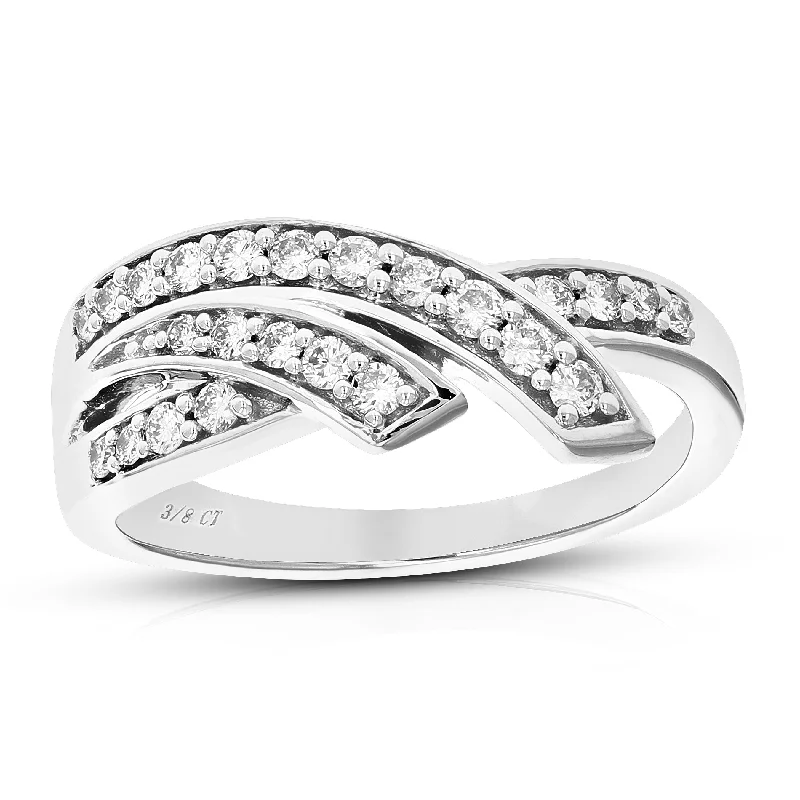 Engagement rings with pave diamonds-3/8 cttw Round Cut Lab Grown Diamond Engagement Ring .925 Sterling Silver Prong Set