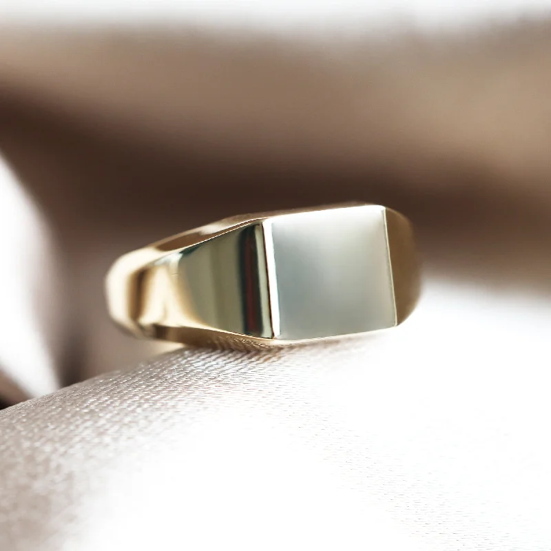 Ladies square rings-Gold bold signet ring