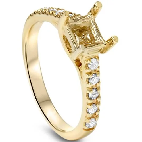 White diamond ladies engagement rings-Diamond Semi Mount Engagement Setting Mounting Gold Ring