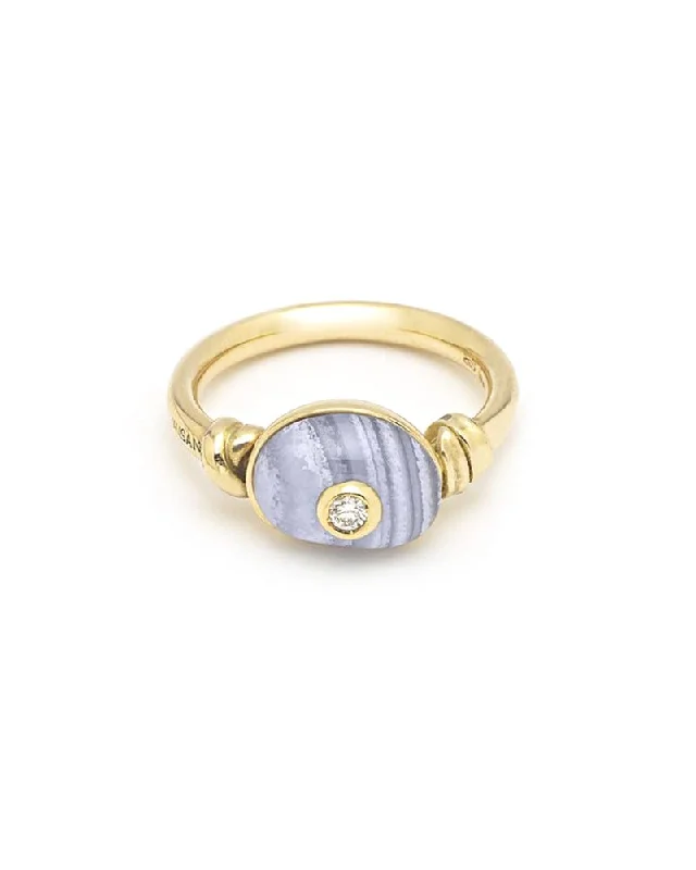 Ladies antique style rings-Chalcedony Pebble Ring