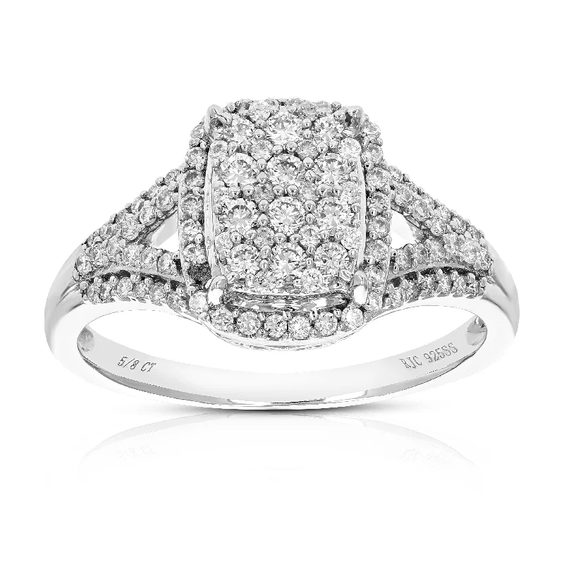 White gold ladies engagement rings-5/8 cttw Round Lab Grown Diamond Engagement Ring .925 Sterling Silver