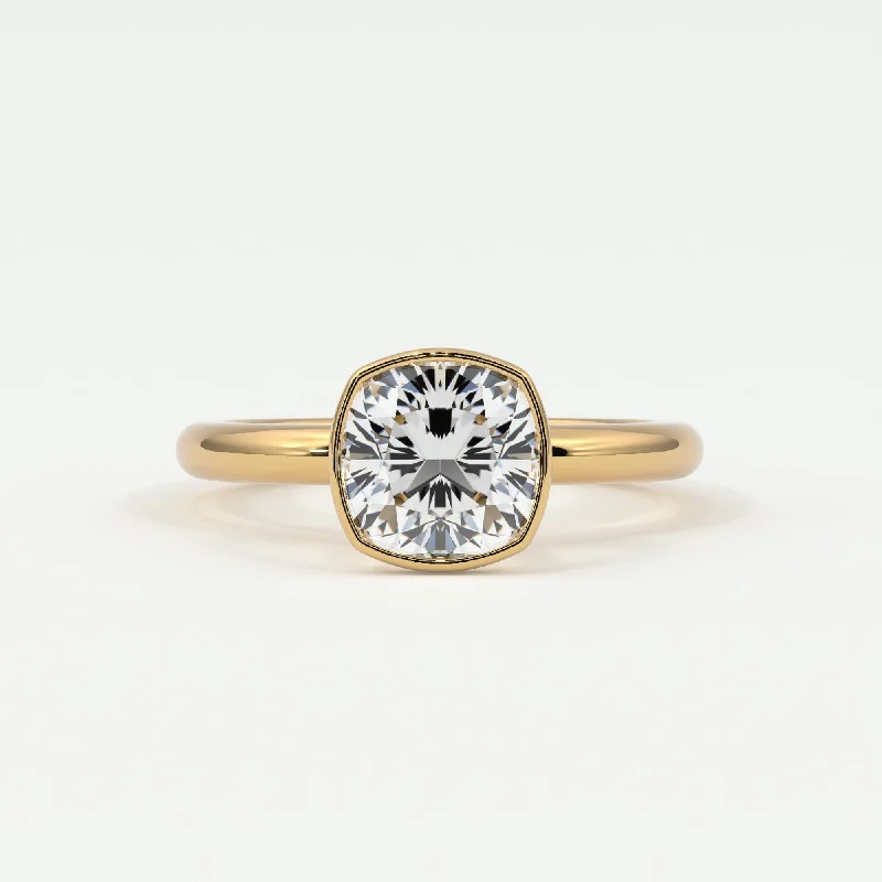 Ladies bold rings-Cushion Cut Bezel Setting