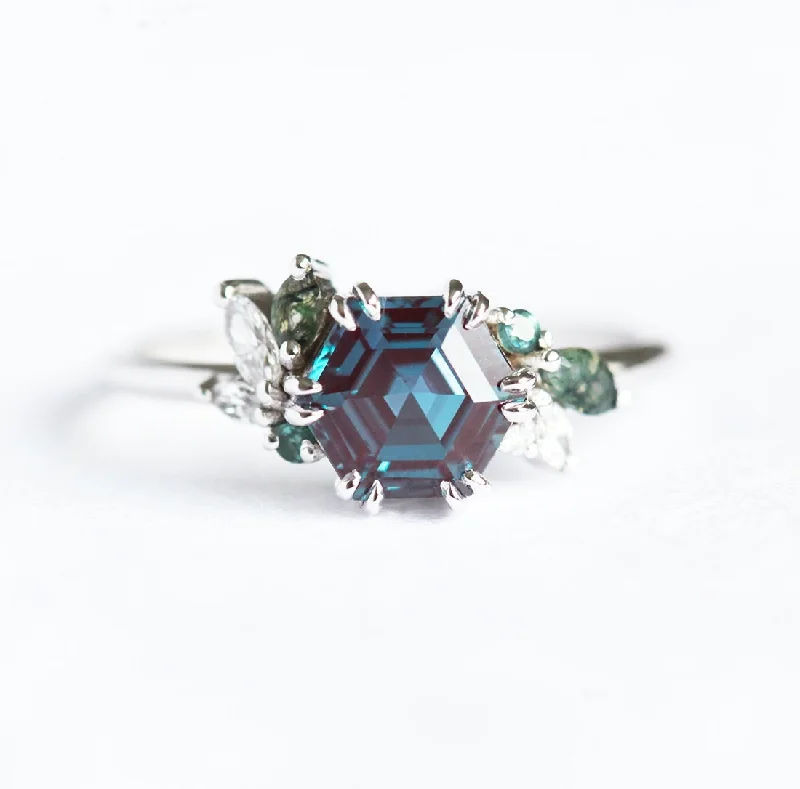 Ladies sapphire diamond rings-Aerin Hexagon Cluster Ring