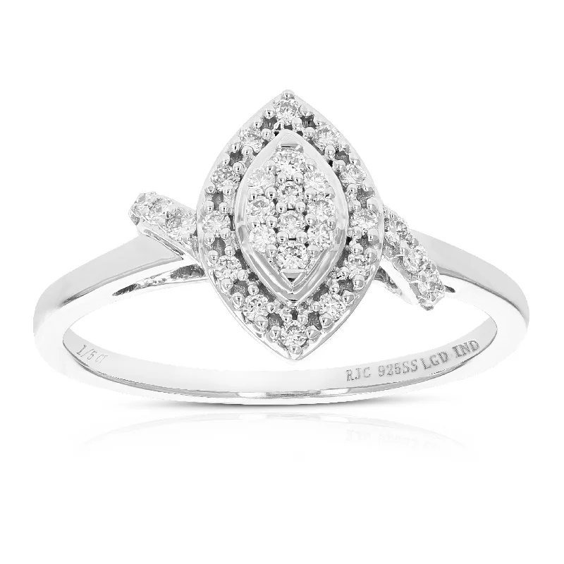 Luxury ladies engagement rings-1/6 cttw Round Cut Lab Grown Diamond Engagement Ring .925 Sterling Silver Prong Set