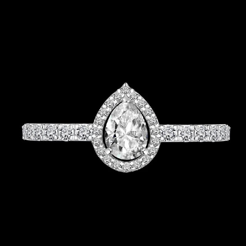 Ladies engagement rings-A solitaire ring elegantly adorned with a lustrous pear-shaped center stone Bridal jewelry / I-A29B