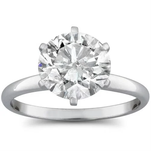 Luxury halo engagement rings for ladies-2 1/15ct Round Diamond Solitaire Engagement Ring 14K White Gold