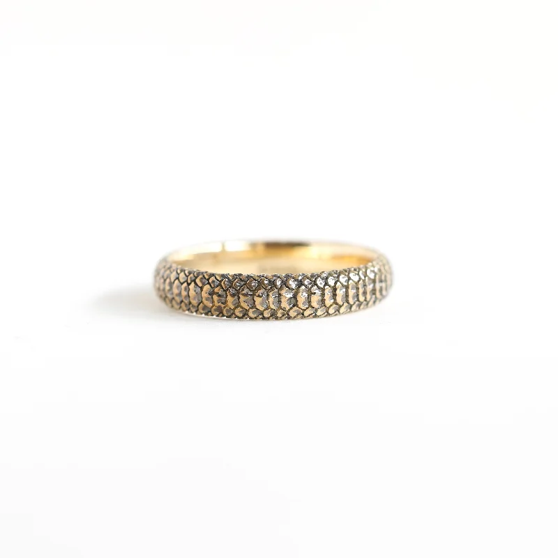 Ladies romantic rings-Gold snake band textured ring - Ready to Ship