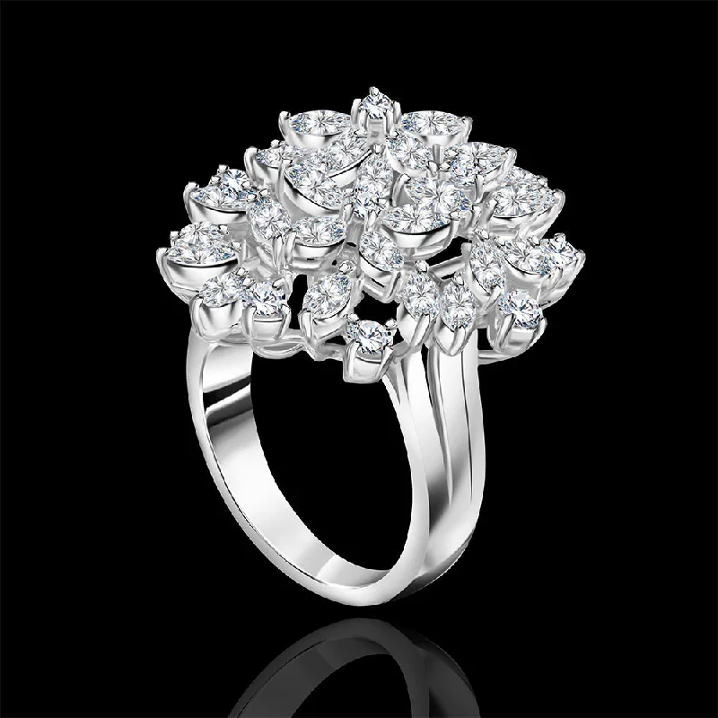 Ladies gold rings-A fancy statement ring adorned with marquise and round stones High jewelry / IRK301