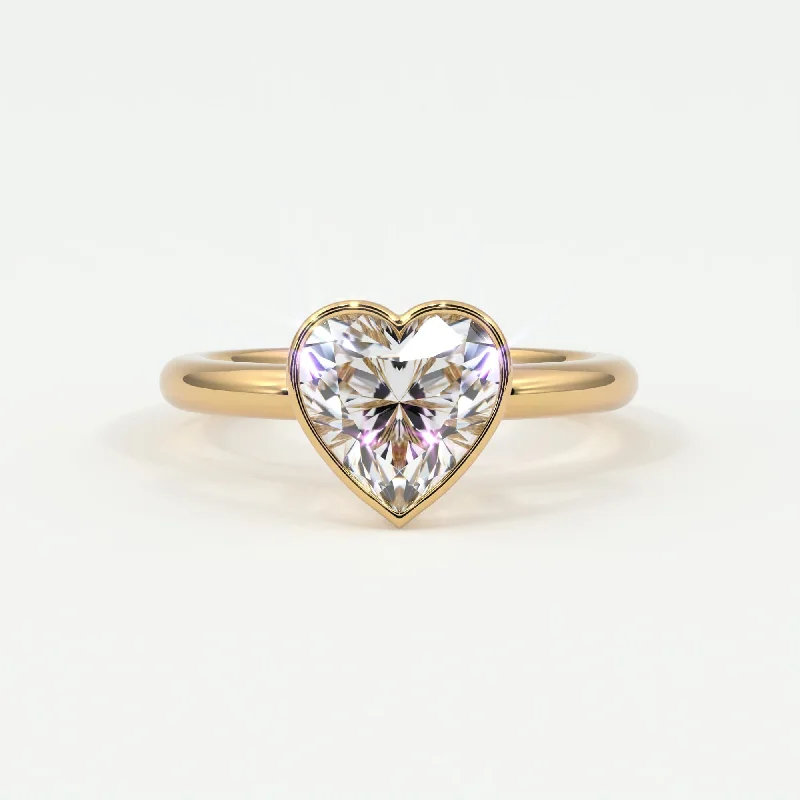 Ladies sapphire diamond rings-Heart Shape Bezel Setting