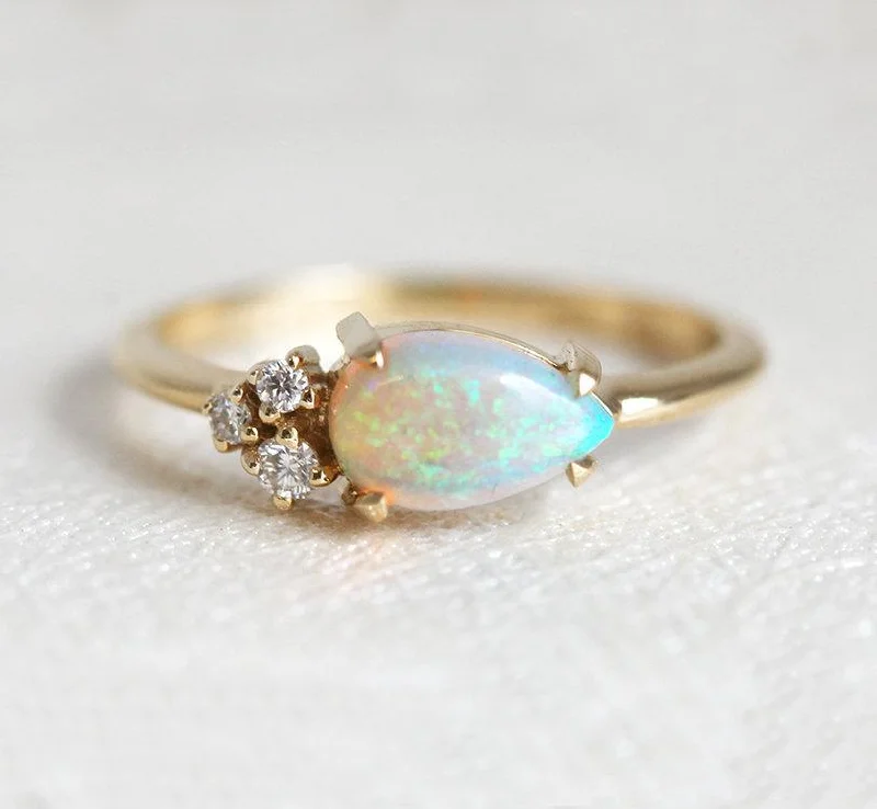 Ladies pearl rings-Joan Pear Opal Ring