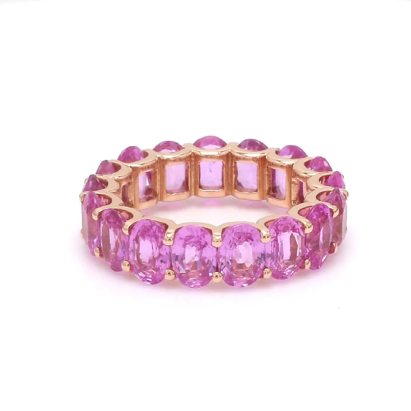 Ladies custom designed rings-14K & 18K Gold Pink Sapphire Eternity Band, U Shape Setting