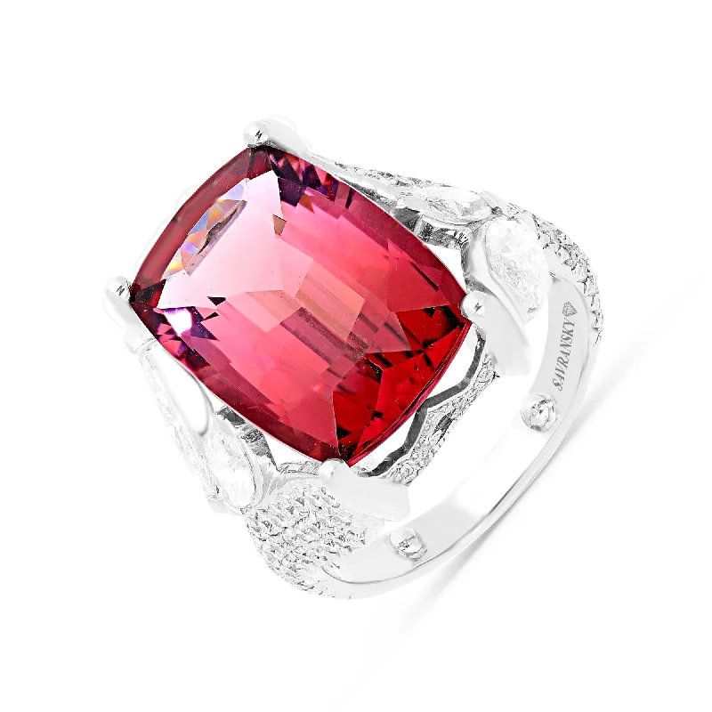 Ladies rose gold wedding rings-Maroon Tourmaline Cocktail Ring - 12 Carat