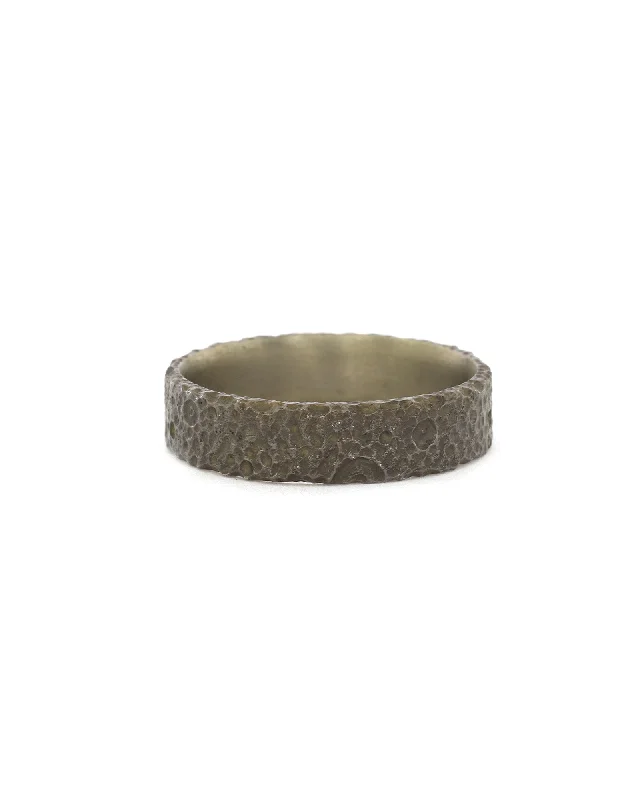 Ladies cocktail rings-Wide Oxidized Lunar Ring