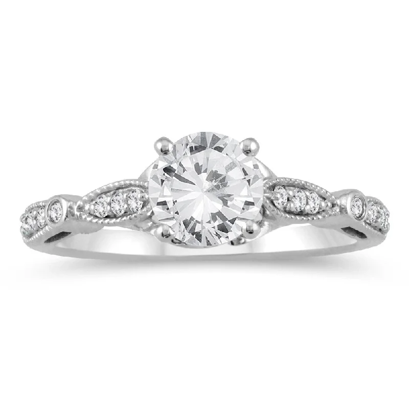 Custom-designed engagement rings for ladies-AGS Certified 1 1/10 Carat TW Diamond Engagement Ring in 14K White Gold (J-K Color, I2-I3 Clarity)