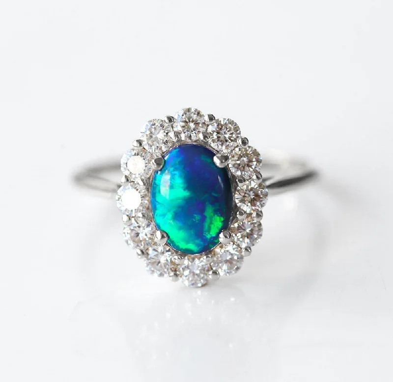 Ladies black diamond rings-Whitney Opal Ring