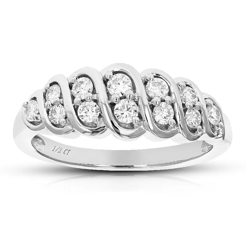 Engagement rings with side stones-1/2 cttw Round Cut Lab Grown Diamond Wedding Engagement Ring .925 Sterling Silver