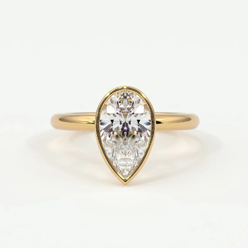 Ladies luxury diamond rings-Pear Shape Bezel Setting