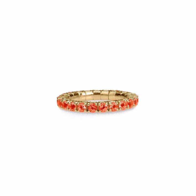 Ladies adjustable stackable rings-18K Gold Stretch Orange Sapphire Eternity Rings, .6-3 carats