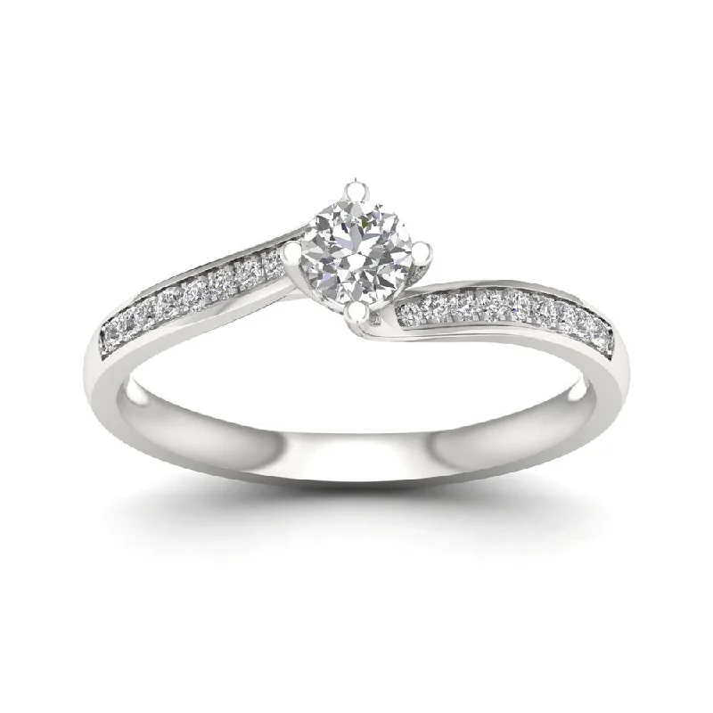 Wedding band and engagement ring sets-De Couer 1/3ct TDW Diamond Bypass Engagement Ring - White