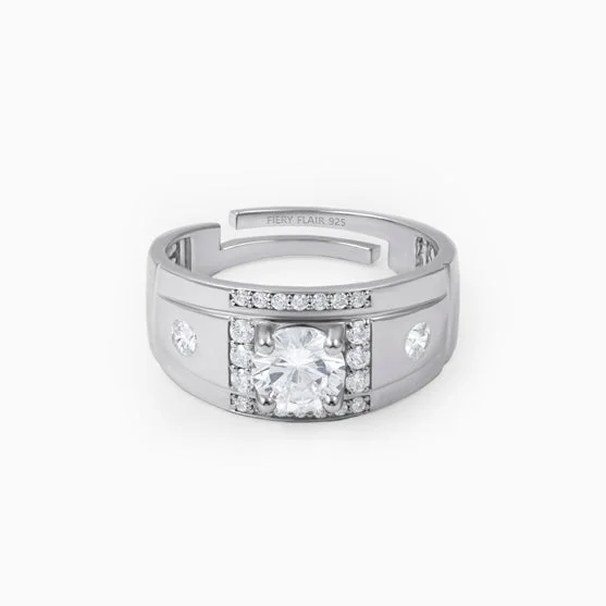 Ladies multi-stone rings-Enlister Solitaire Silver Men's Ring