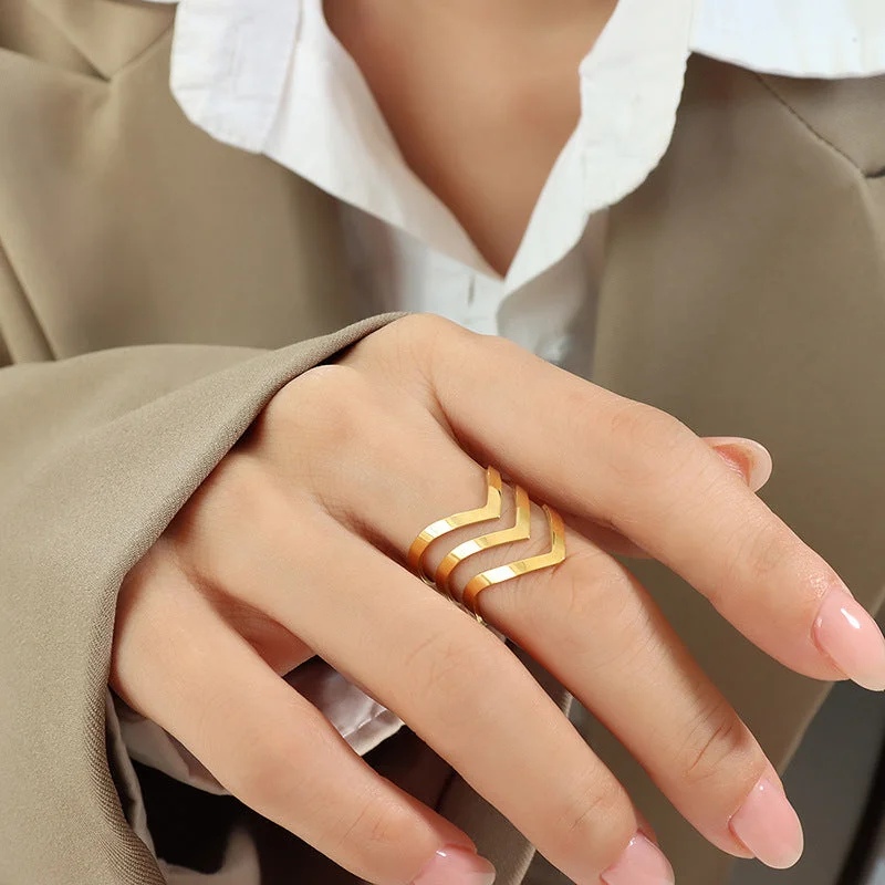 A007-Gold Three-Layer Ring