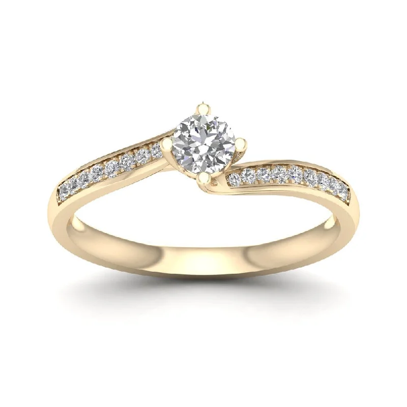 Elegant ladies engagement rings-De Couer 1/3ct TDW Diamond Bypass Engagement Ring - Yellow