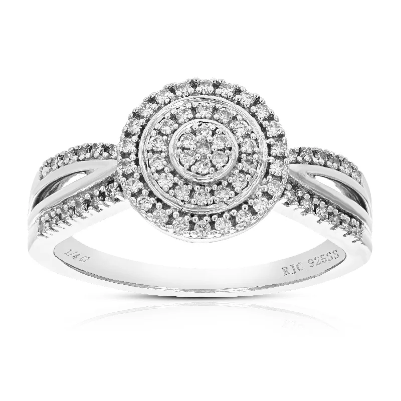 Platinum ladies engagement rings-1/4 cttw Round Lab Grown Diamond Engagement Ring For Women .925 Sterling Silver