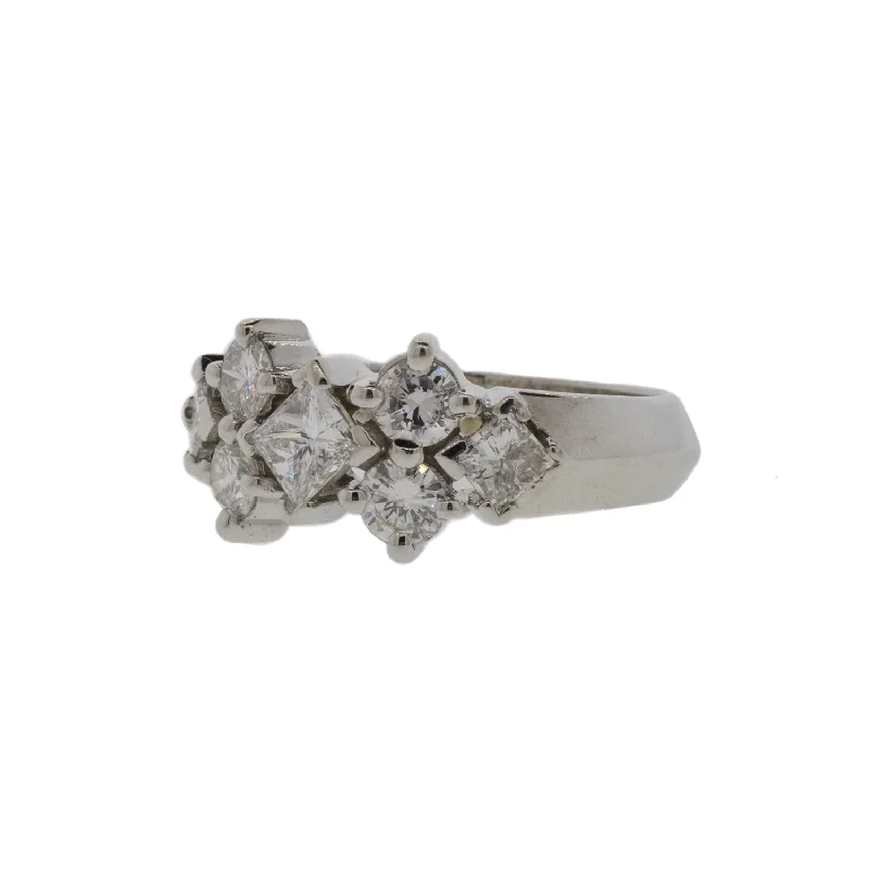 Ladies modern rings-Platinum 7-Stone Diamond Ring