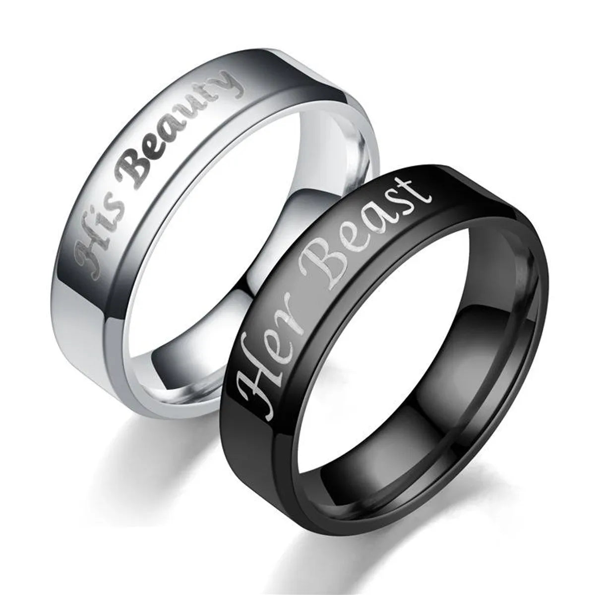 Ladies elegant rings-Couple Crown  Hot New Bevel Stainless Steel Rings Tp190418118109