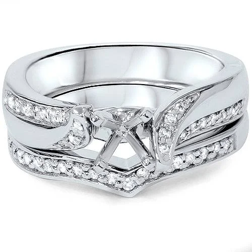 Custom design ladies engagement rings-1/4ct Diamond Engagement Mount Set 14K White Gold