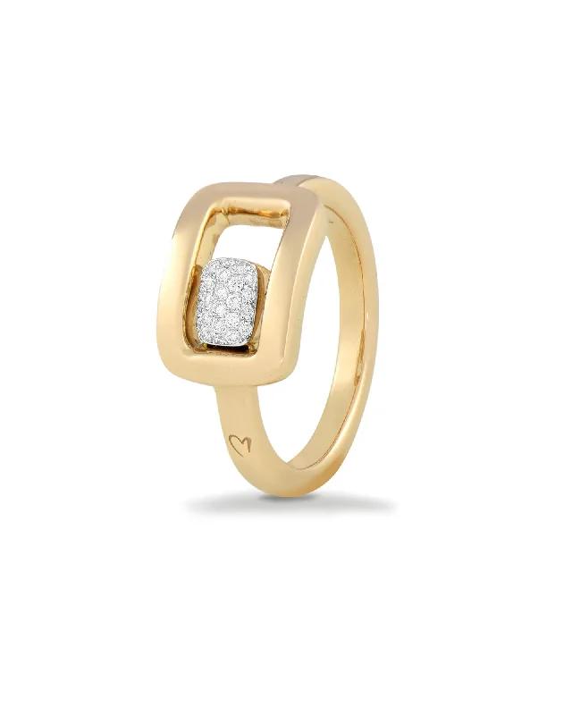 Ladies white gold engagement rings-Rectangular Gold Ring