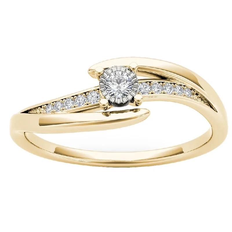 Moissanite ladies engagement rings-De Couer 10k Yellow Gold 1/10ct TDW Diamond Classic Bypass Engagement Ring