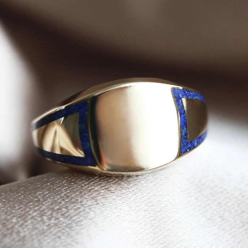 Ladies nature-inspired rings-Chris gold inlay band - Ready to Ship