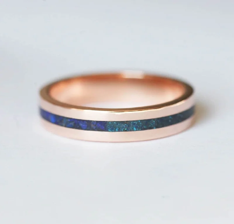 Ladies classic rings-Lee Men's Wedding Ring With Lapis Lazuli Inlay